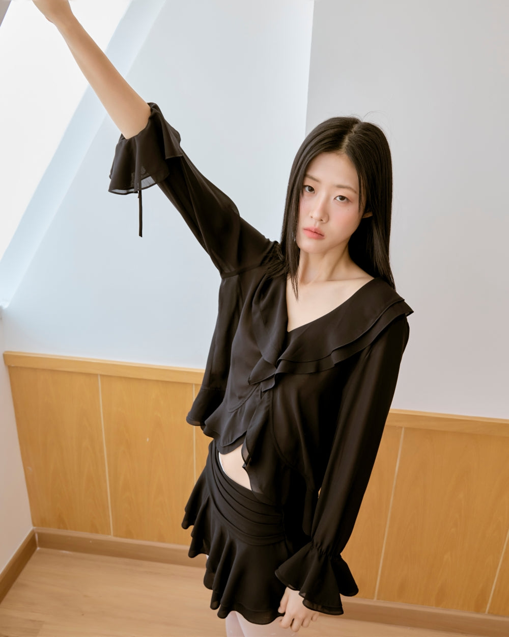 2nd) whimsical ruffle blouse & skirt