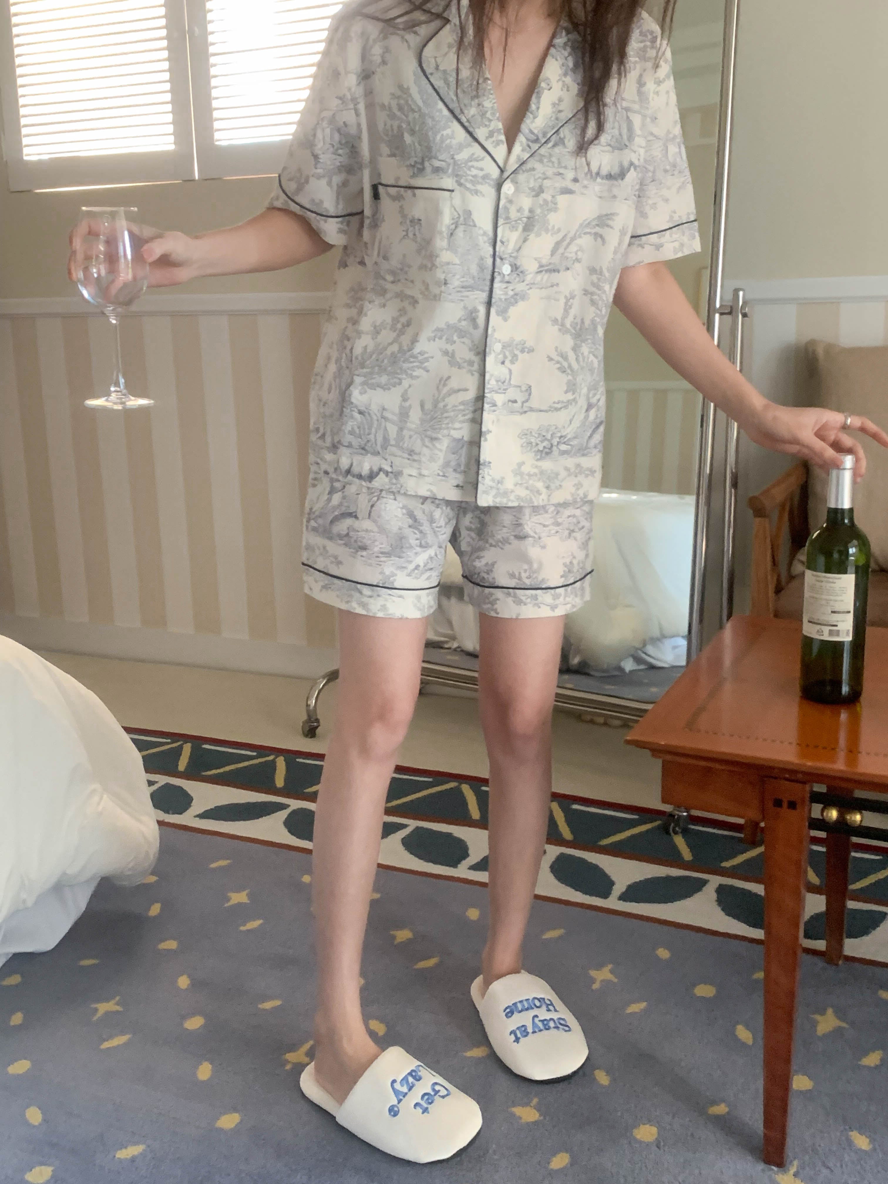toile de jouy pajama set (navy)