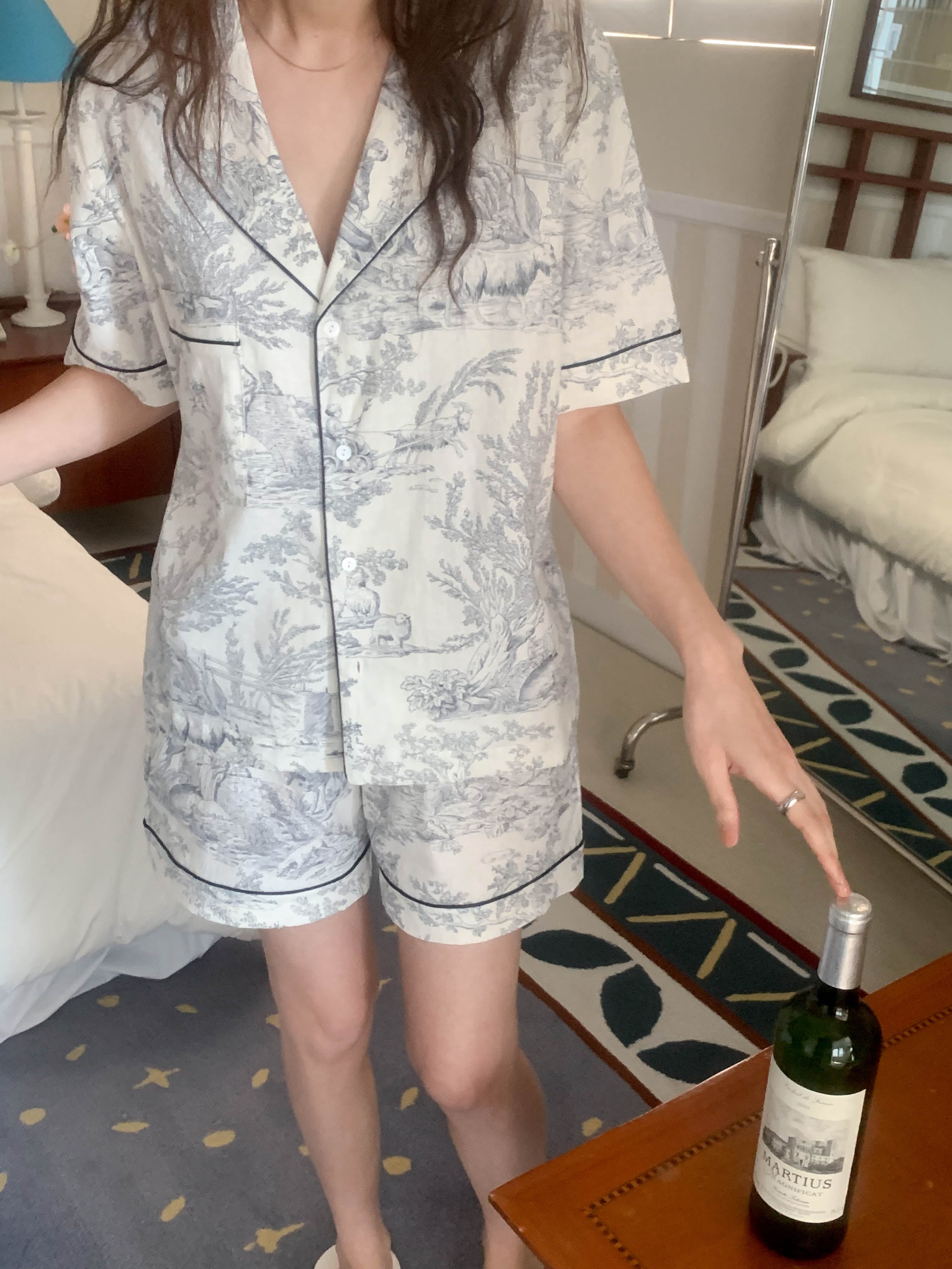 toile de jouy pajama set (navy)