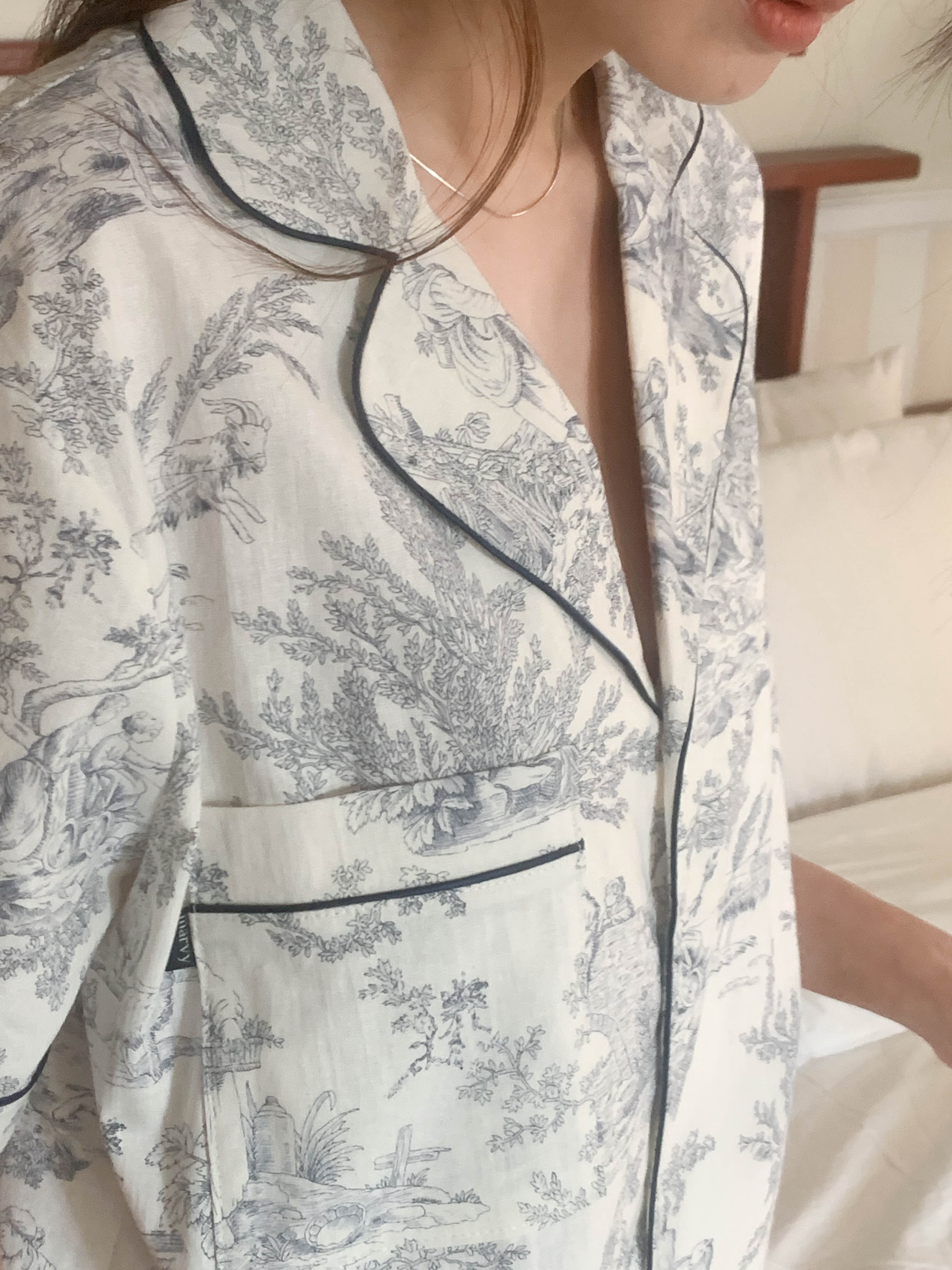 toile de jouy pajama set (navy)