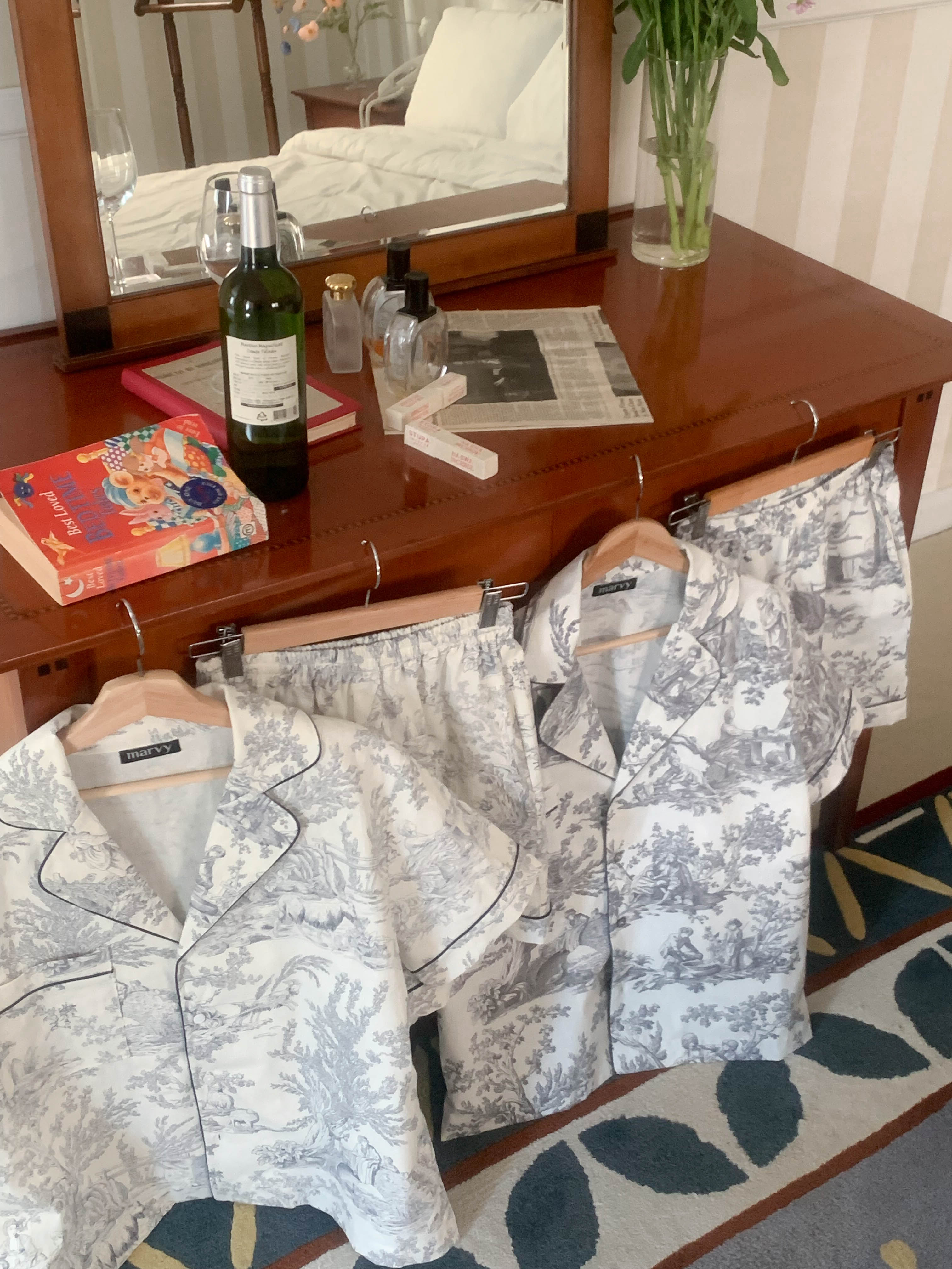 toile de jouy pajama set (dark grey)