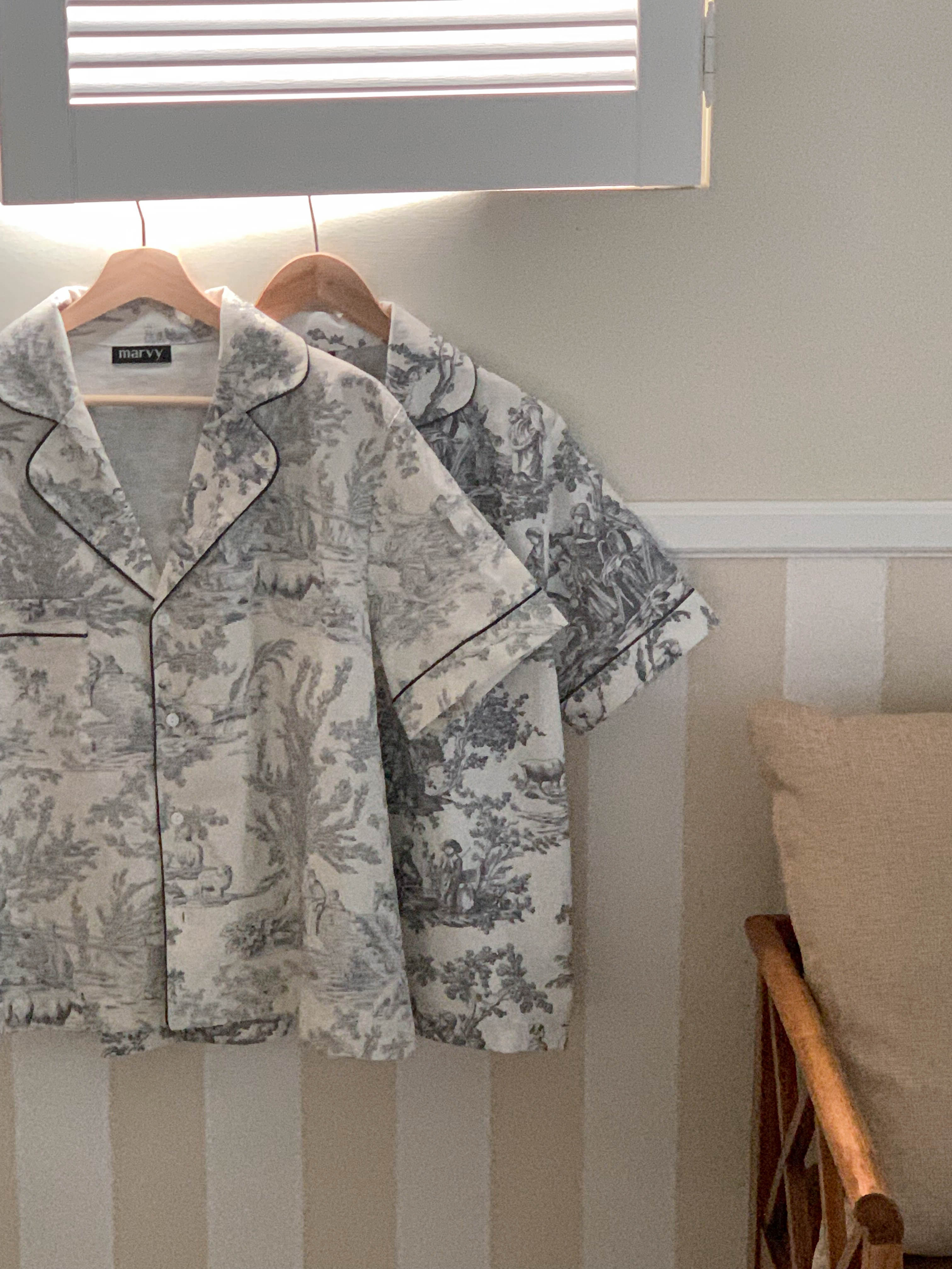 toile de jouy pajama set (navy)