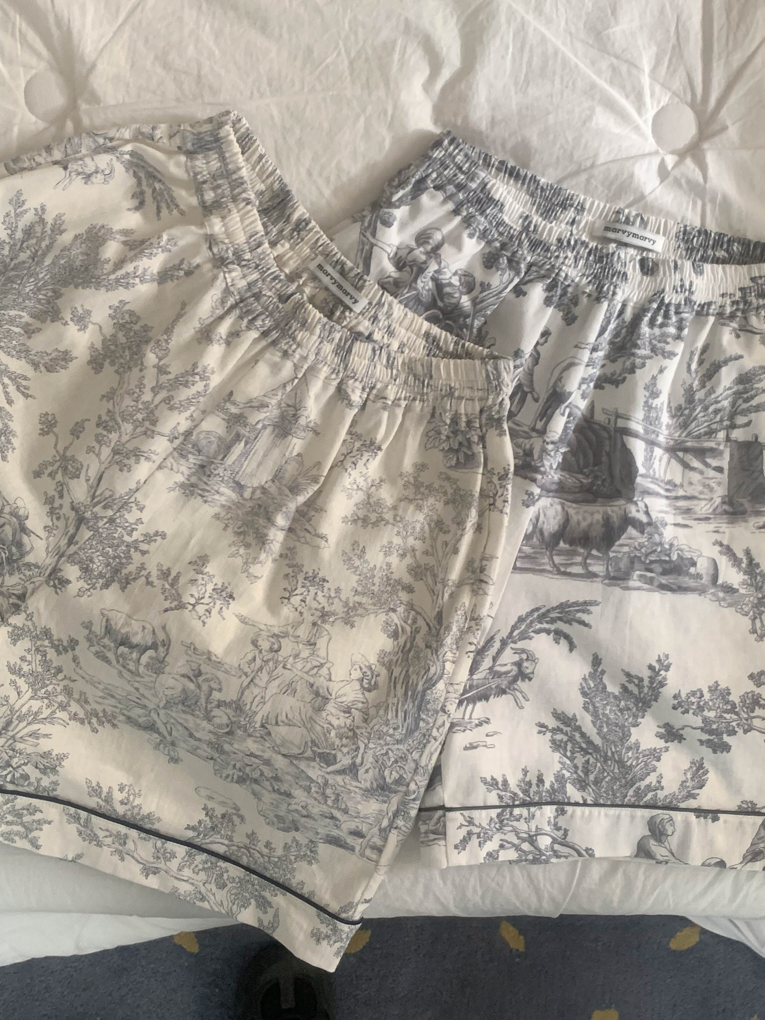 toile de jouy pajama set (dark grey)