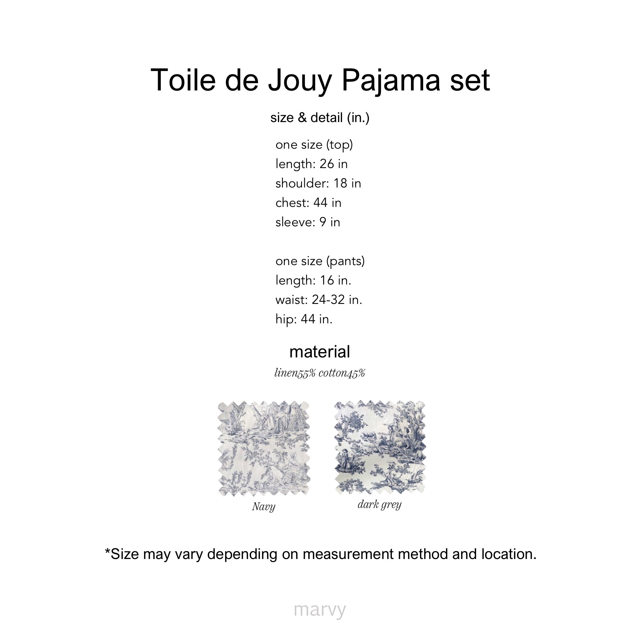 toile de jouy pajama set (navy)